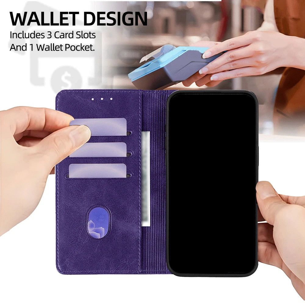 Painted Magnetic Flip Leather Wallet Case For Samsung Galaxy S26 Ultra S25 FE Galaxy S24 S23 S22 S25 Edge S26 Plus Cover Funda