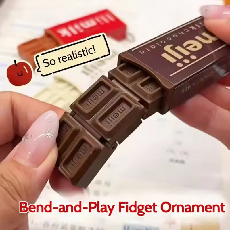 New Crisp Click Snap Sound Chocolate Fidget Toy Bendable Meiji Shape Squeeze Stress Relief Sensory Decompression Relax Toy Gift