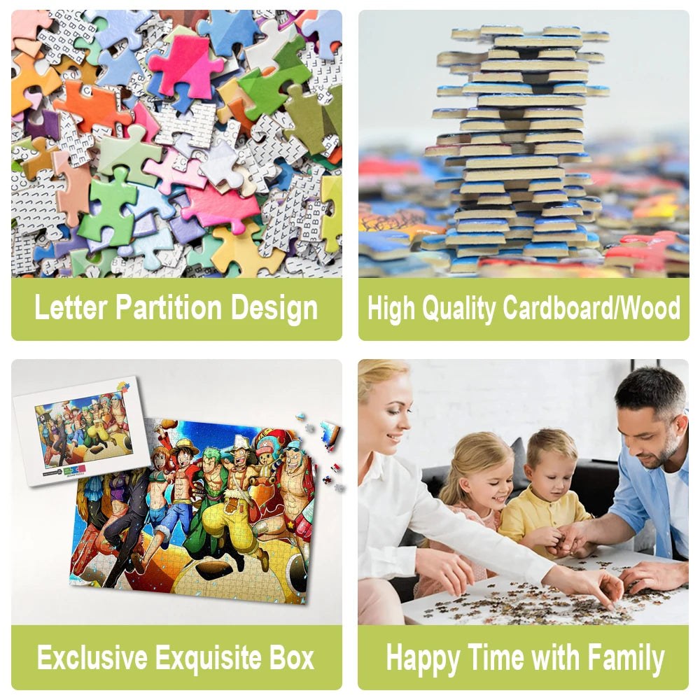 One Piece Characters Jigsaw Puzzles Montessori Educational Games Pedagogical Toys for Kids Adults Fun Brain Teaser Table Games