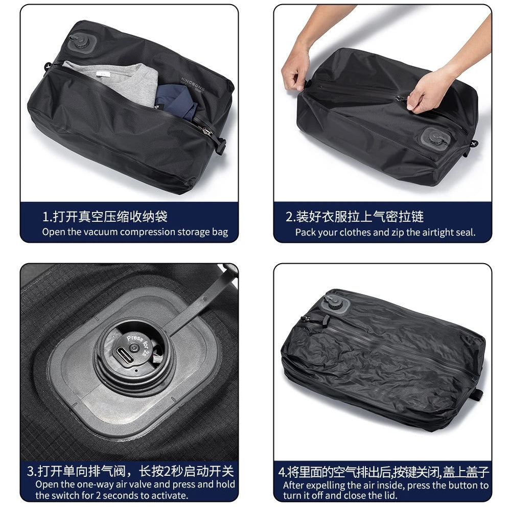 Rechargeable Automatic Electric Pump Vacuum Compression Bag, TPU Waterproof Airtight Travel Storage Bag, Organizer for Clothes