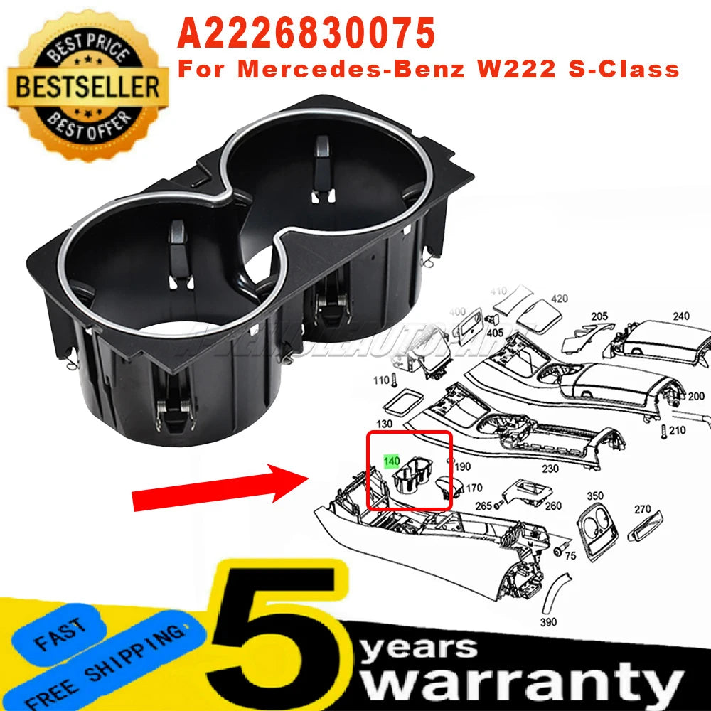 New For Mercedes-Benz S-Class W222 A217 C217 A2226830075 Automotive Center Console Storage Box Drink Cup Holder Car Accessories