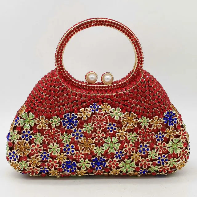 Boutique De FGG Elegant Silver Crystal Clutch Bags for Women Formal Party Totes Handbags Bridal Wedding Rhinestone Purses Bag