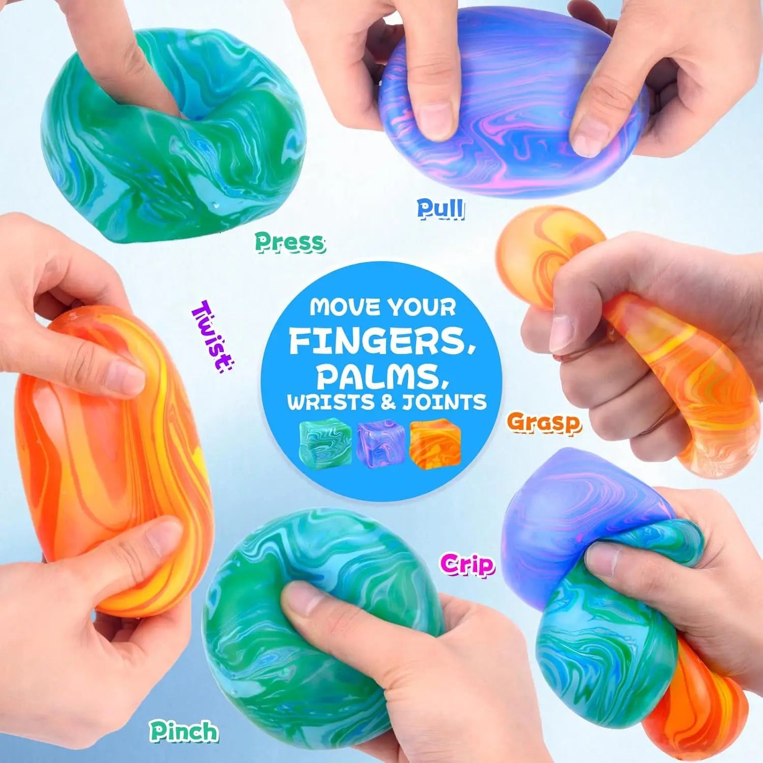 1/4PCS Flow Pattern Square Maltose Pinch Music Release Slow Rebound Release Pressure Colorful Decompression Party Favors