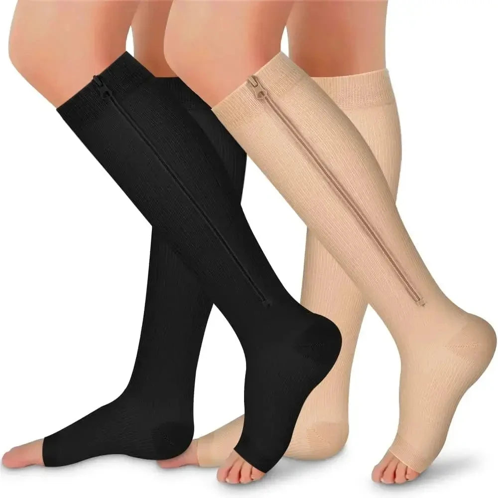Zipper Compression Socks Medical Varicose Diabetes Swelling Sports Socks Men's Outdoor Running Cycling Glof Women's Stockings