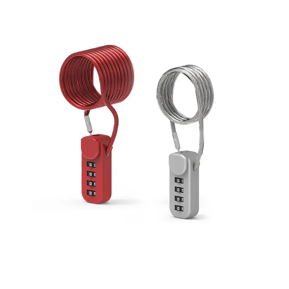 Durable 4 Digit Combination Code Number Lock With Spring Coil Anti-theft Cable Code Lock Wire Rope Password Lock Zipper Bag