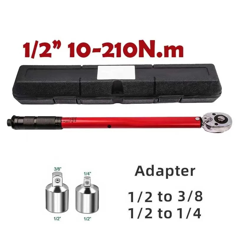 10-210/28-210N.m Torque Wrench 1/2” Precise Reversible Ratchet Torques Key Professional Bicycle Motorcycle Car Automotive Tool