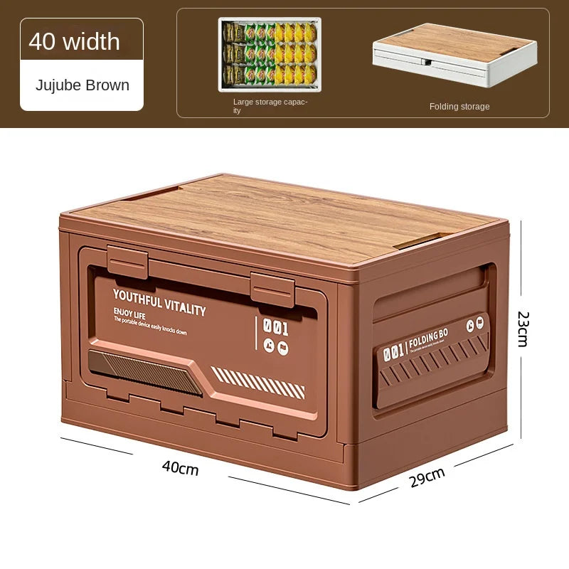 Outdoor Storage Box Camping Folding Box Camping Organizer Car Trunk Wooden Lid Industrial Air Storage Box Home Storage