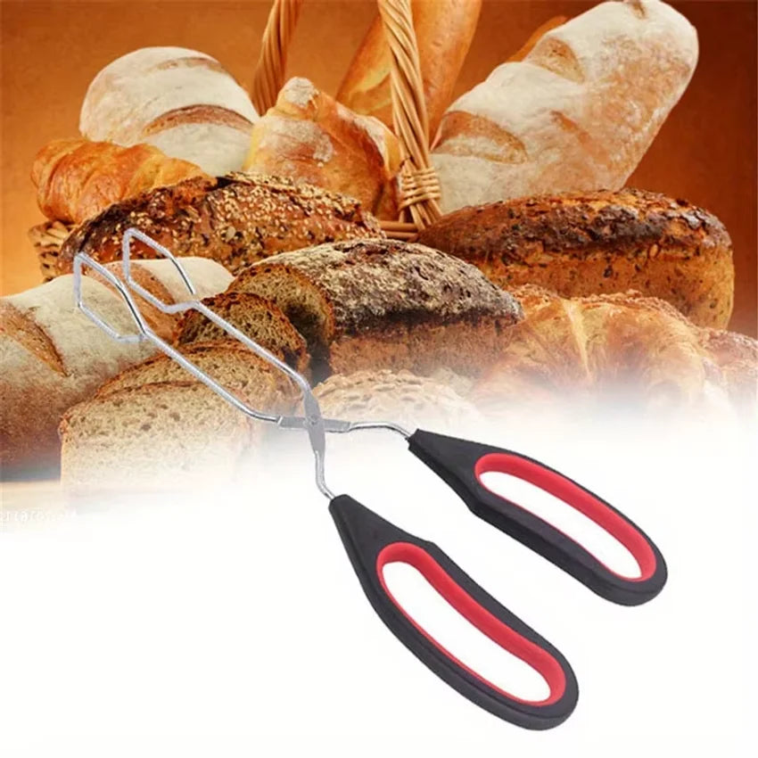 3 Sizes Long Handle Non Slip Metal Food Tongs Barbecue Scissor Clip For BBQ Grilled Bread Baking Kitchen Cooking Accessories