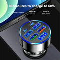 Fast Car Charger 6USB Ports Digital Display LED Cigarette Lighter Adapter Multi-Port Quick Charge For iPhone Samsung Xiaomi