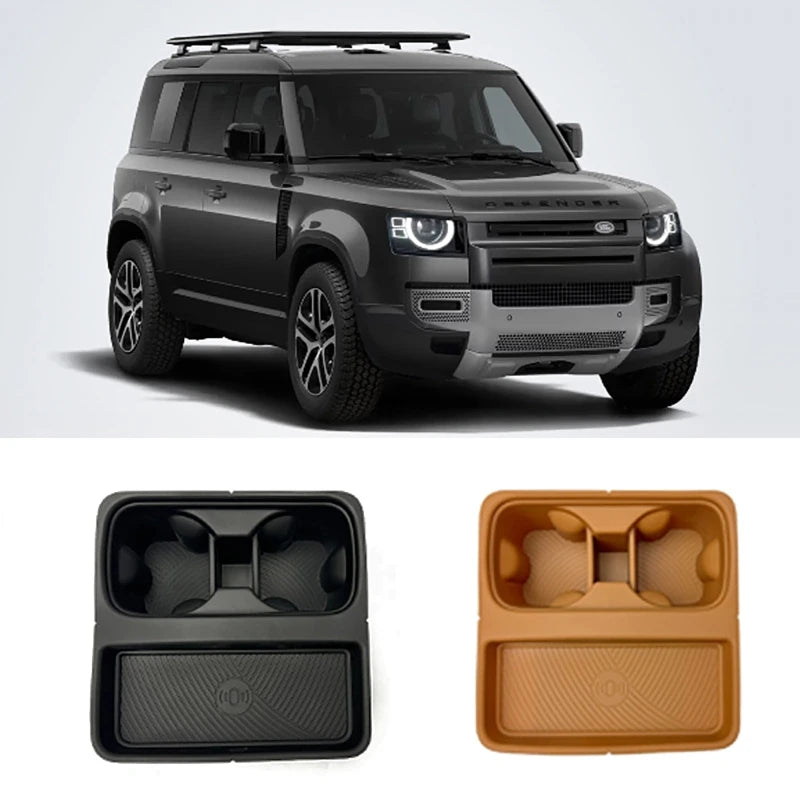 Silicone Central Control Water Cup Holder Inset Pad Wireless Charging Trim Mat For Land Rover Defender 2022-2024