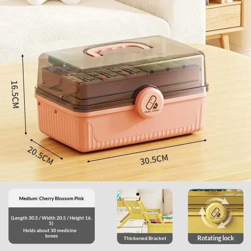 convenient1PC 3 Tier Foldable Medicine Organizer With Multiple Compartments Perfect For Home Daily Medication First Aid Storage