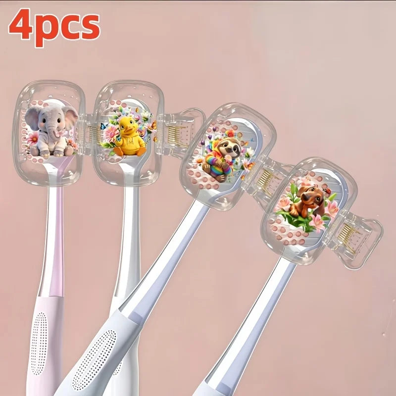 4pcs In A Flower Bush Toothbrush Holder Lightweight Portable Travel Toothbrush Storage Case for Daily Personal Care Party Gifts