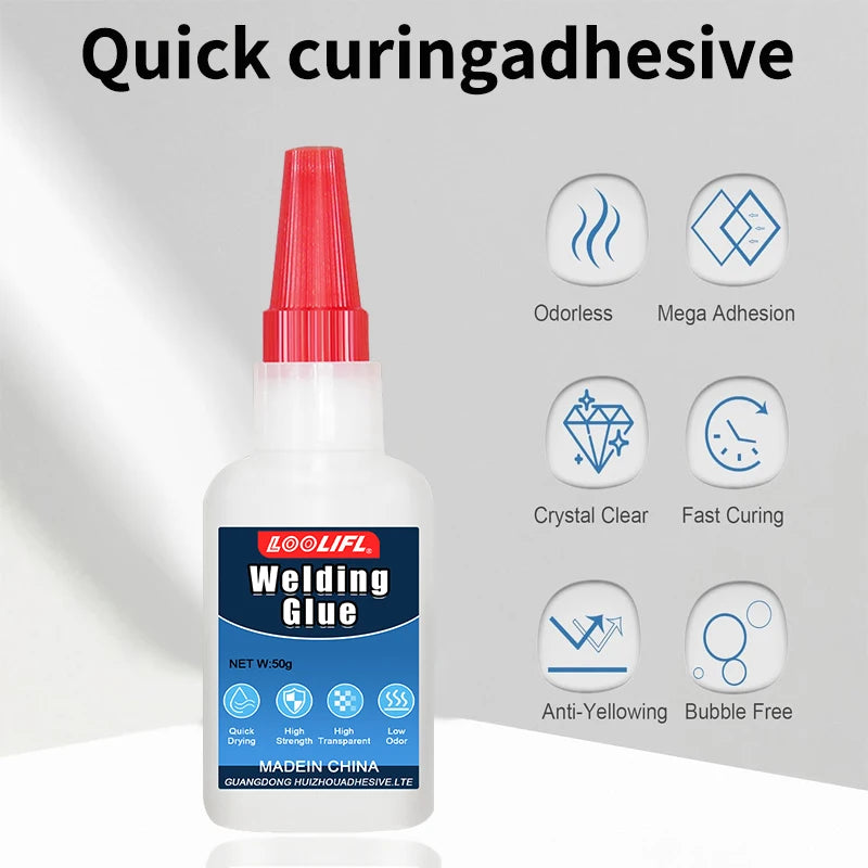 LOOLIFL Super Glue, 50g transparent, used for DIY production of plastic, metal, wood, shoes, rhinestones, glass, and handicrafts