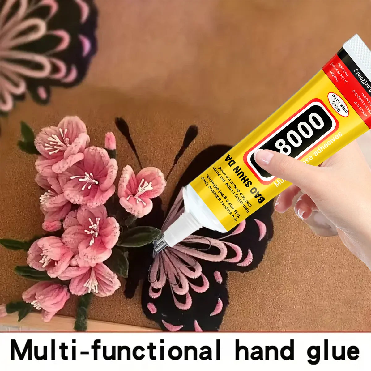 JXVX T8000 transparent touch adhesive is the tip application of DIY jewelry plastic glass for mobile phone electronic components.