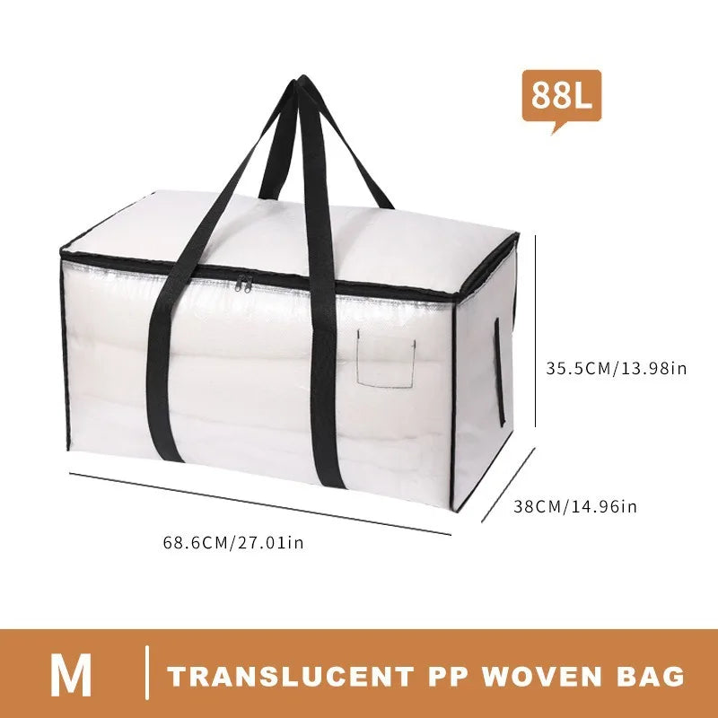 Clear Heavy Duty Moving Bags Extra Large Storage Totes With Zippers And Handles Translucent Clothes Blanket Closet Organizer