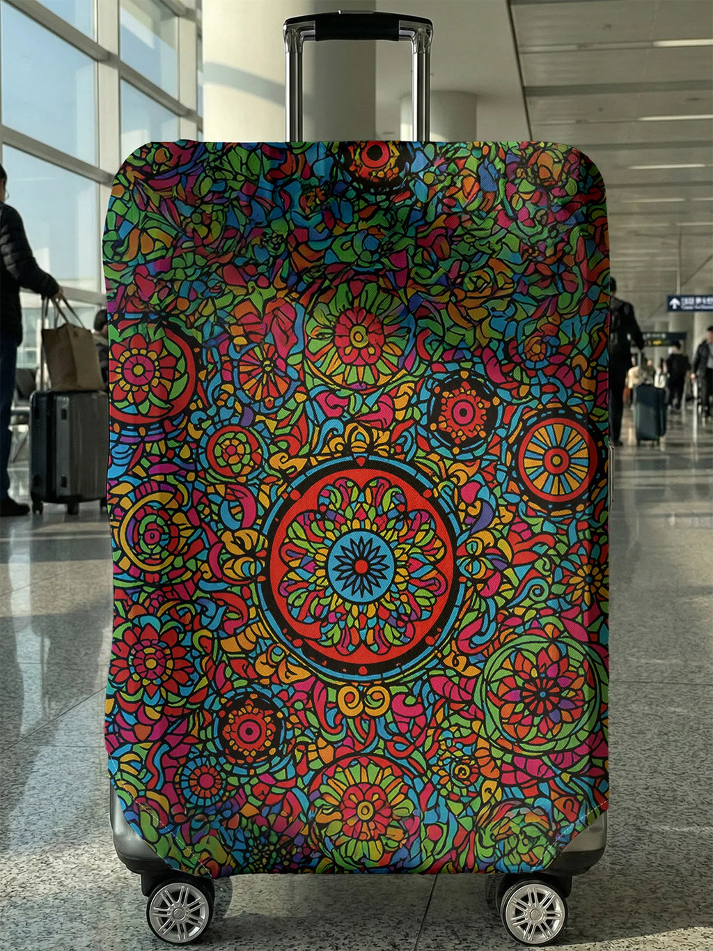 Colorful Mandala Pattern Full Print Luggage Cover, Suitable for 18-32 Inch Luggage Cover, Luggage Handle Glove, Travel Accessori
