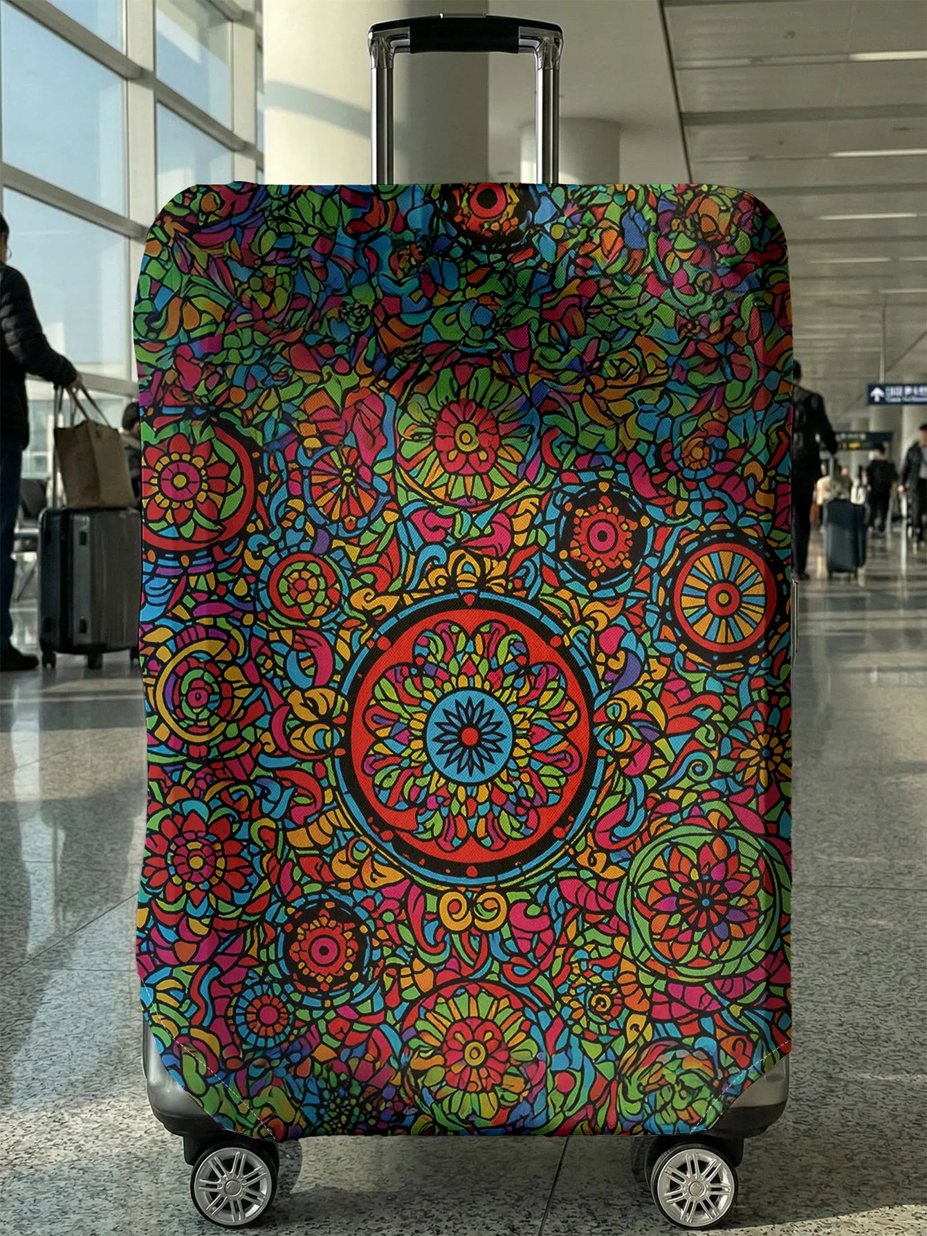 Colorful Mandala Pattern Full Print Luggage Cover, Suitable for 18-32 Inch Luggage Cover, Luggage Handle Glove, Travel Accessori