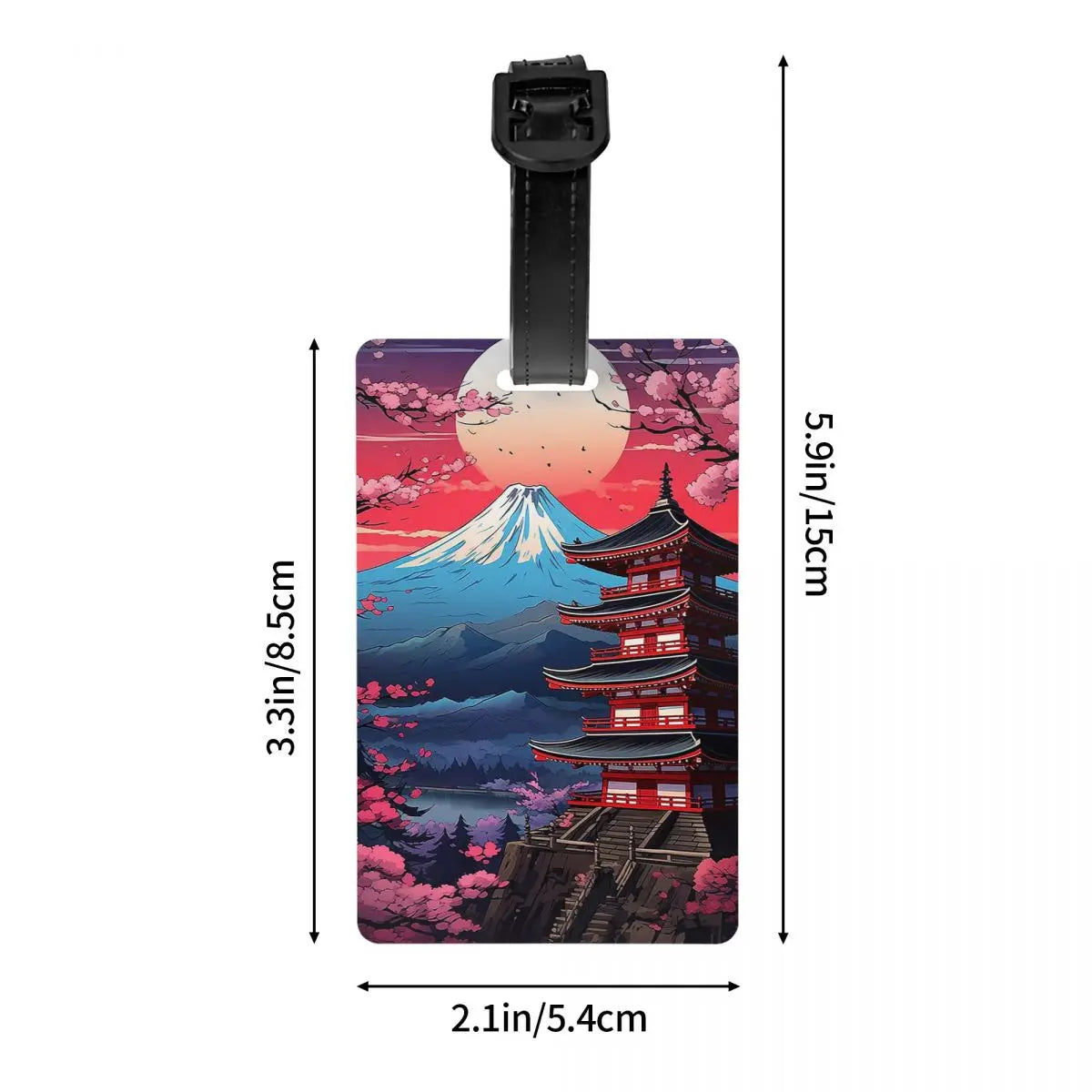 Japan Sakura Cherry Blossoms With A Red Rising Sun Luggage Tags Suitcase Travel Baggage Boarding Tag Label Holder ID Name