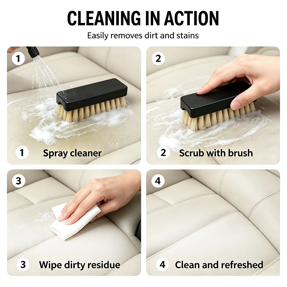 2 Pcs Car Leather Cleaning Brush Set Soft & Hard Bristles Scratch-Free Auto Interior Detailing Brushes for Car Care tools