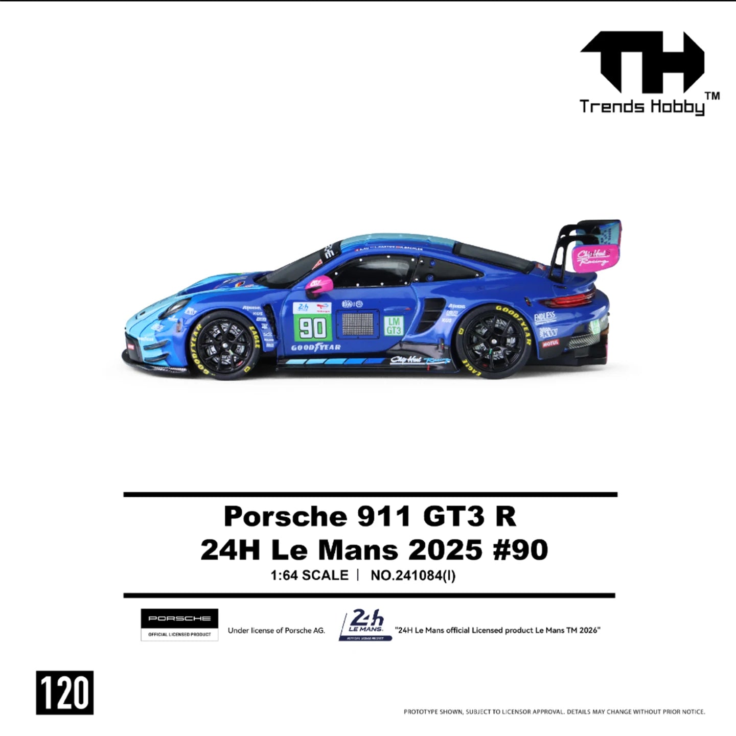 TH-Trends Hobby 1/64 Porsche 911 GT3 R 24H Le Mans 2025 #90 Car Alloy Motor Vehicle Diecast Metal Model Kids Toys Boys