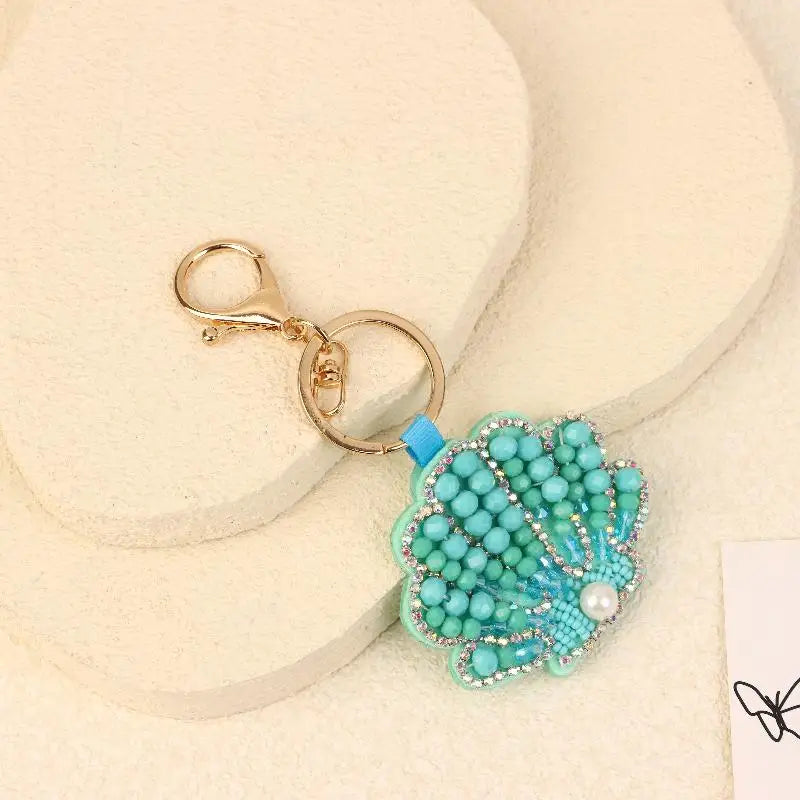 B*1Pc Rhinestone Lobster Beaded Pendant Pretty Hand Sewn Bag Charms Crab Shells Turtle Hanging Rope Patches Applique Bag Lanyard