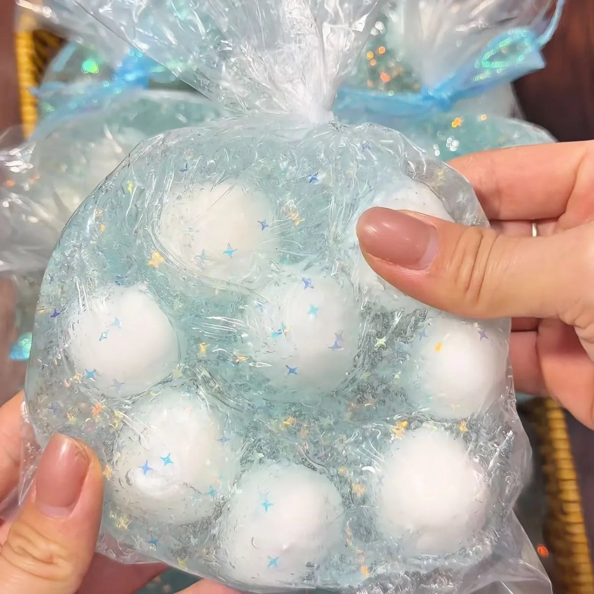 Crispy Squishy Pouch Handmade Crispy Pouch Crackling Wax Balls Squeeze Bag Stress Relief ASMR Pop Sound Fidget Toys for Adults
