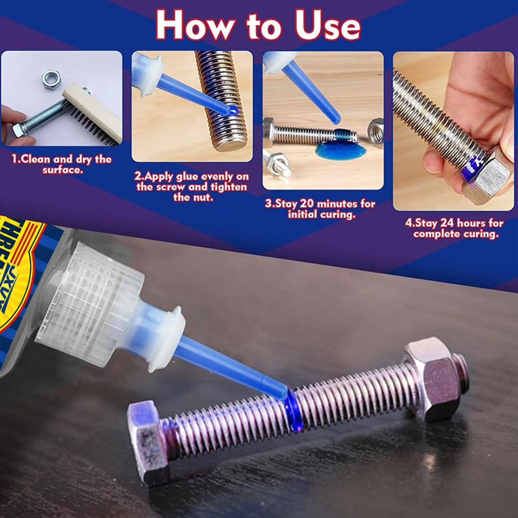 Blue Medium Strength Threadlocker Removable Quick-Drying Screw Locking Agent Industrial Thread Sealant 50ml Thread Locking Liquid Strong Anti-Slip Thread Fixing Adhesive easy to apply.