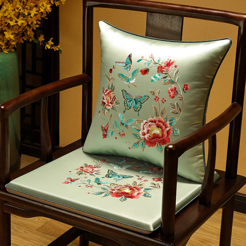 New Chinese-style Foam Chair Cushions Rosewood Sofa Cushion Cover Home Sponge Seat Cushions Embroidered Anti-slip Chair Cushions