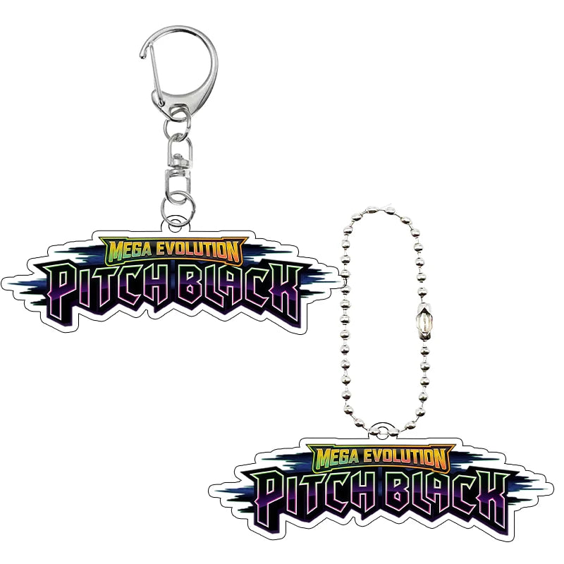 NEW Pocket Monsters Mega Evolution Pitch Black Series Acrylic Keychain Ptcg Double-sided Game Collection Logo Keyring Pendant