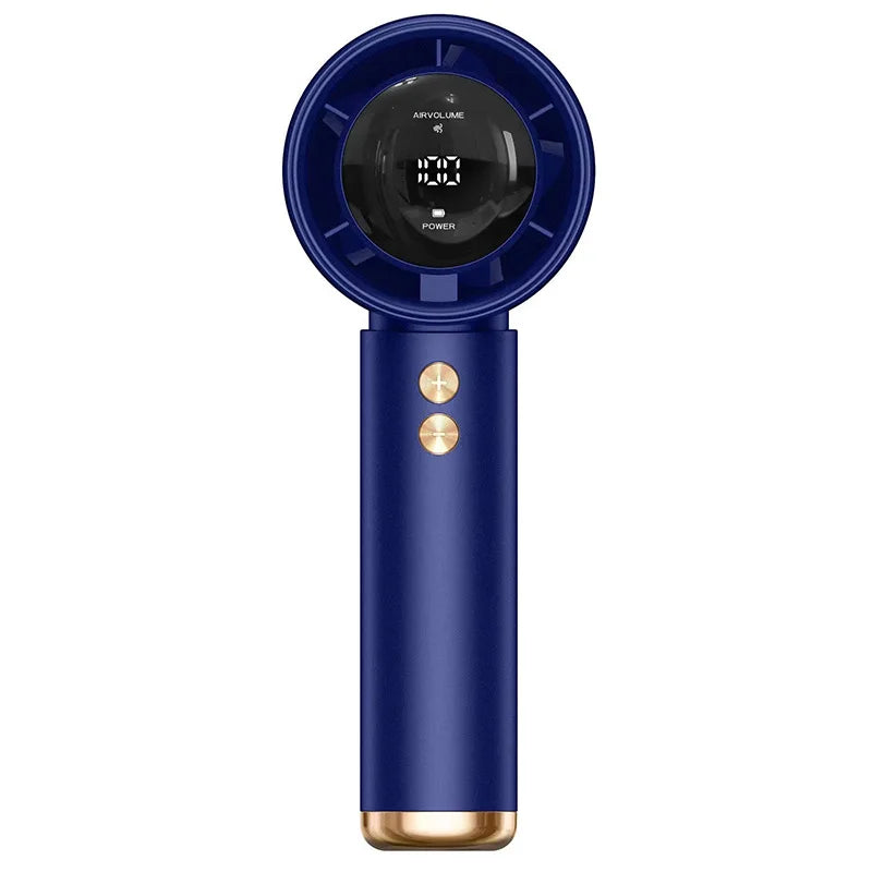 Mini Handheld Turbo Fan 2026 USB Rechargeable Portable Air Cooler LED Display Adjustable Quiet Travel Fan