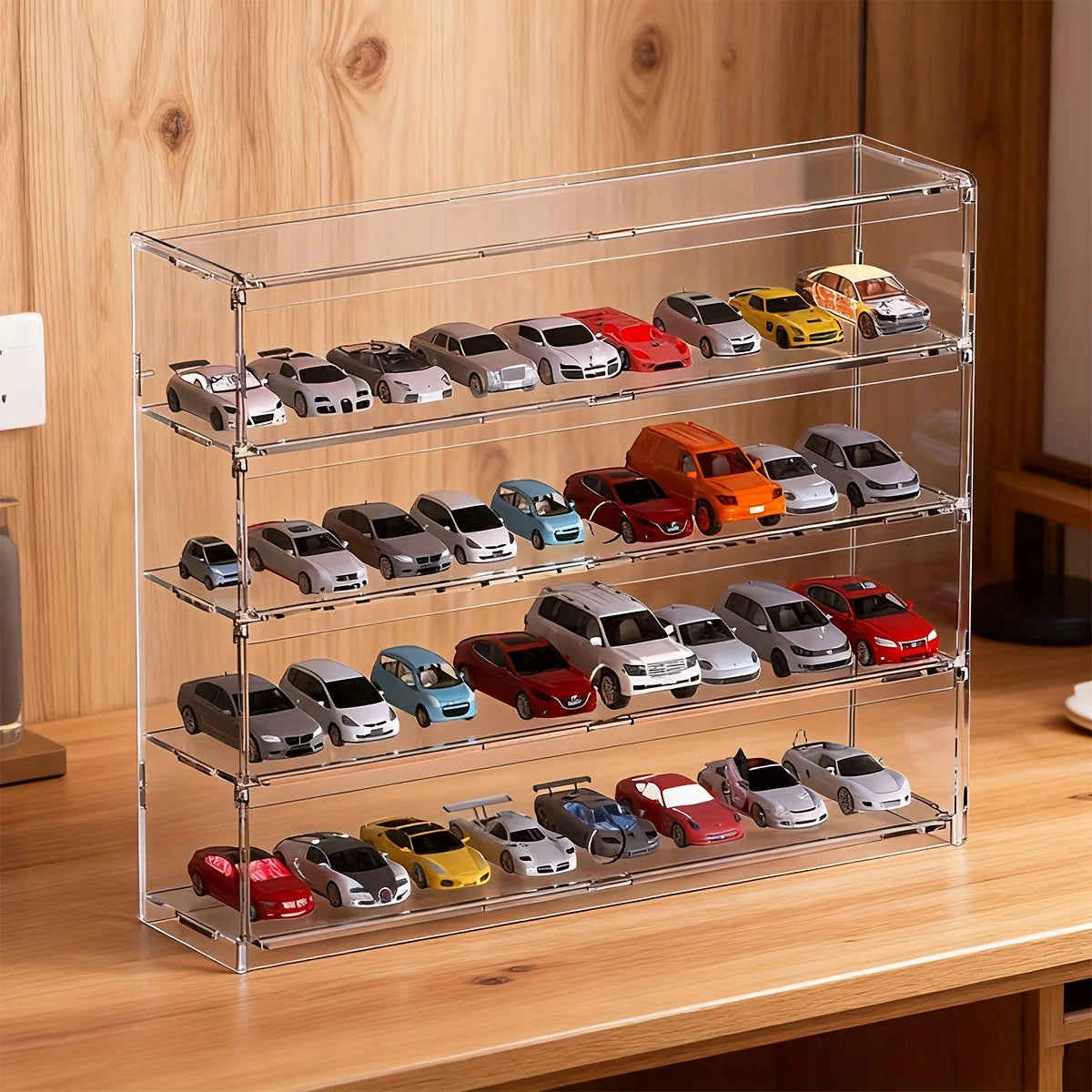 Clear Acrylic Multi-layer Tier Display Case with Door Storage Box for Model Cars Building Blocks Figures Collectibles