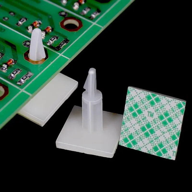 100pcs Plastic Pcb Pillar Stick on Standoff Spacer Screw Circuit Support Locking Snap-In Posts Fixed Clips Adhesive 3mm Hole Kit