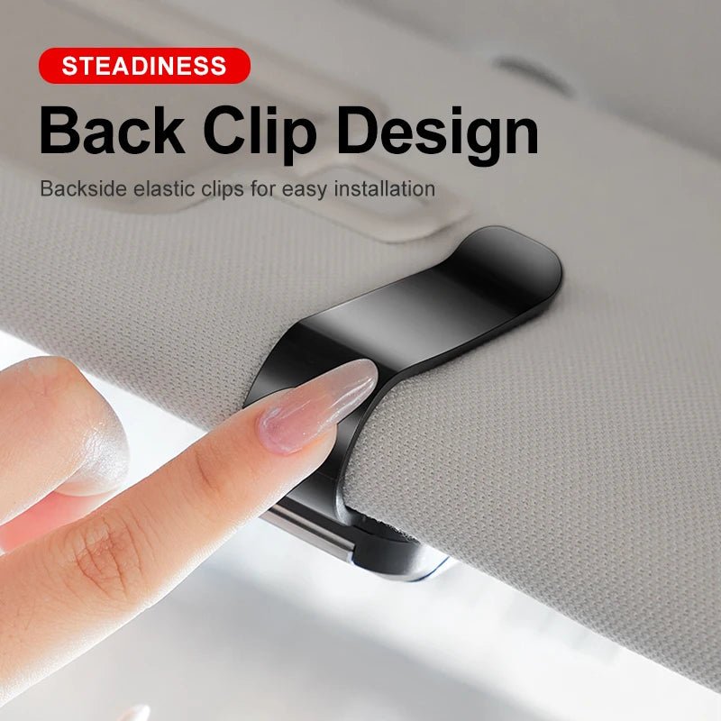 ABS Car Sunglasses Holder Sun Visor Eyeglass Clip with Leather Texture Auto Glasses Ticket Card Clip Interior Accessories