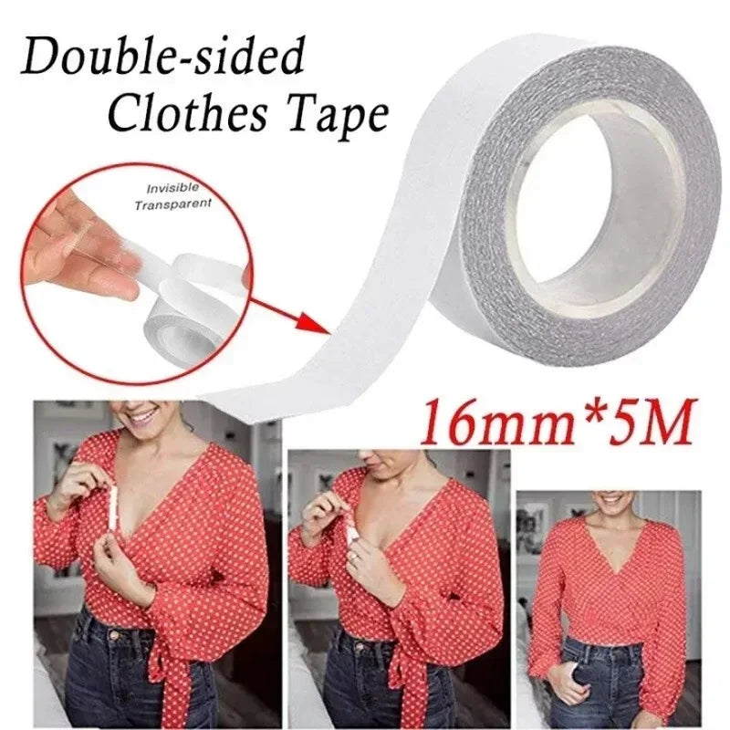 5M Waterproof Dress Cloth Tape for Women Double-sided Secret Body Adhesive Breast Bra Strip Safe Transparent Clear Lingerie Tape