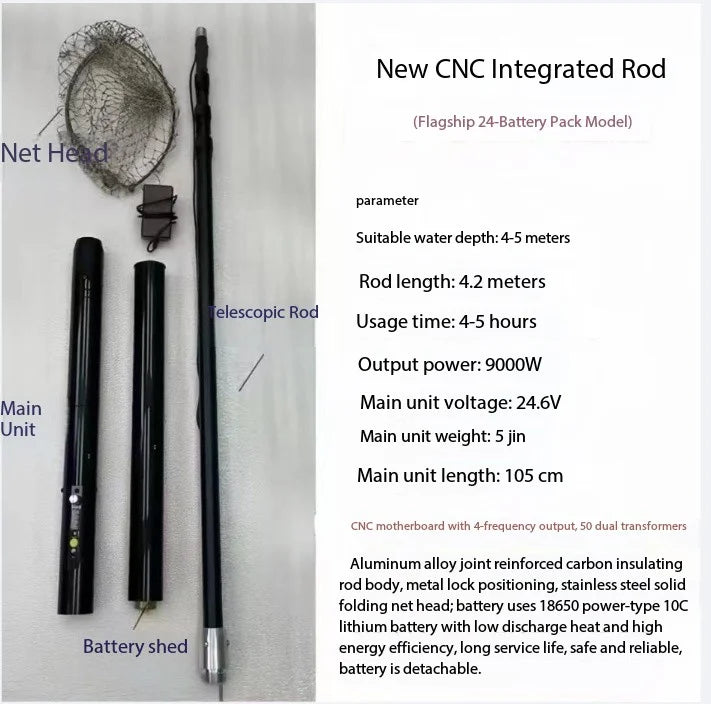 Multifunctional new energy holiday electric fishing net rod ultra-light integrated outdoor fishing rod