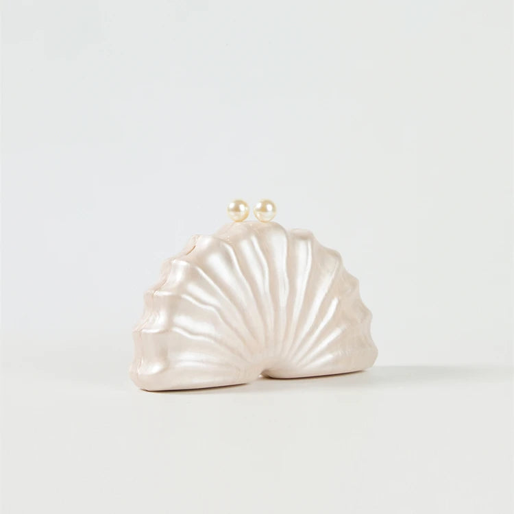 Shell Clutch Bag Acrylic clutch bag women wedding evening party cute ivory pearl color purse handbag summer new 2024