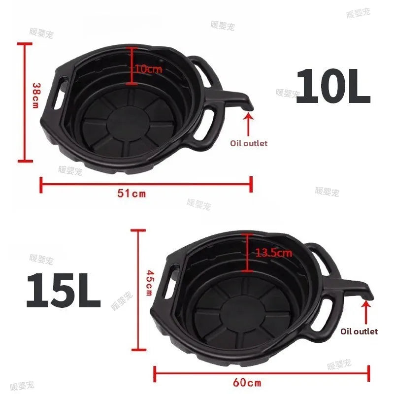 10L 15L Oil Receiving Basin Oil Change Drain Pan Cleaning Oil Drain Container Leakproof for Car Motorcycle Auto Repair Tool
