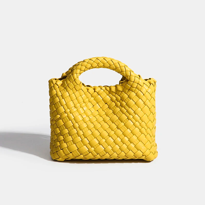 Designer bag Women's handbag Popular small size version PU leather woven bag Fashion style soft handmade bucket bag