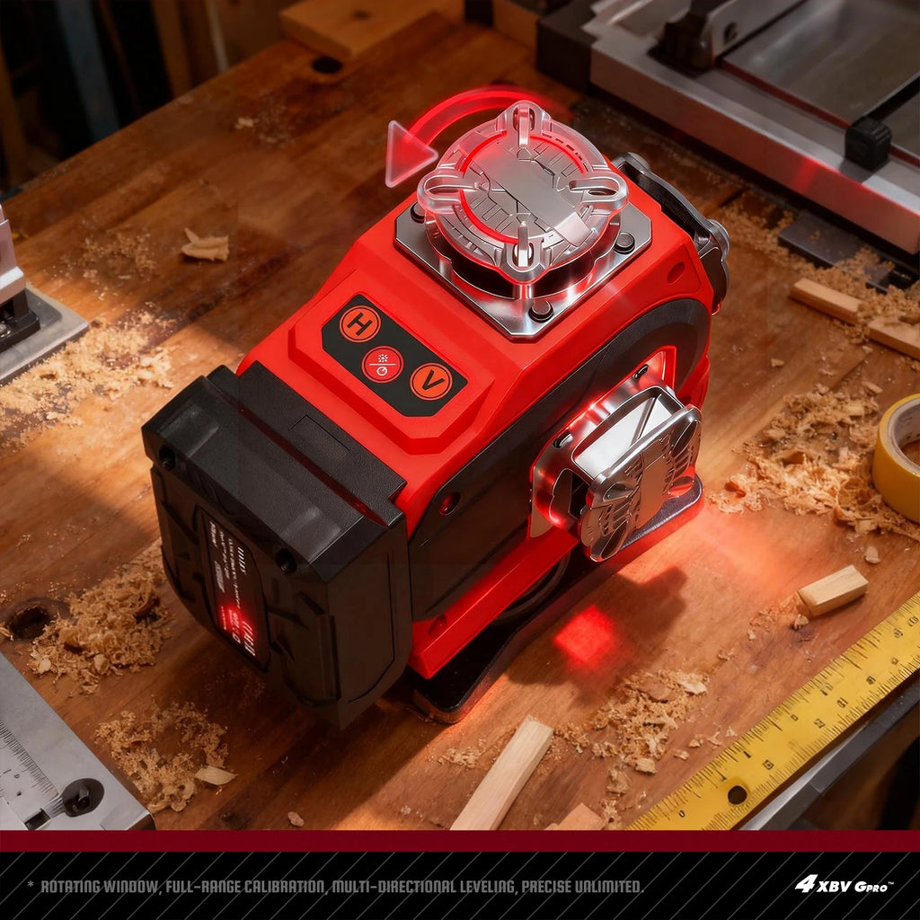 YEVOLT 360° Self-Leveling 16-Line Laser Level (Red/Green Beam Options) - Ultra-Clear for Indoor/Outdoor Use Rechargeable Battery