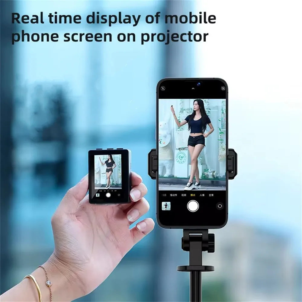 1.7m New 5 in 1 Projection Rear Camera Selfie Stick with Selfie Monitor Screen Brush  Bluetooth Remote Control Scrolling