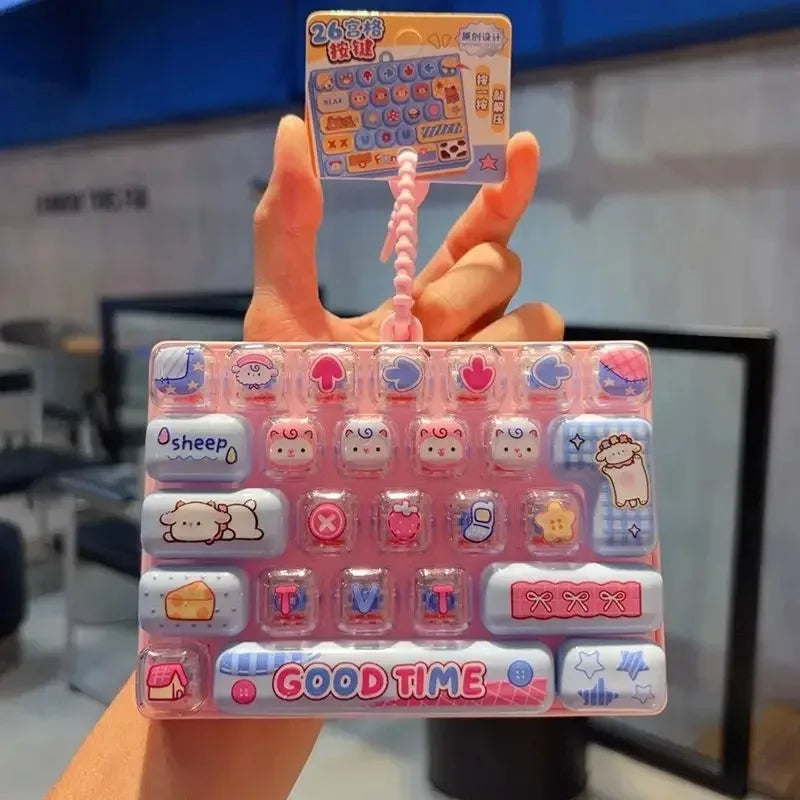 26Grid Keycap /*Clicker Anti Stress Fidget Keyboard Keychain Decompression Button Cartoon Hand Relax Party Favor Gift 26구 키캡 키링