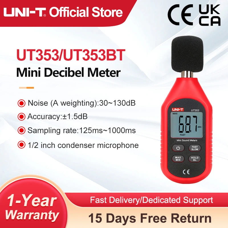 UNI-T Noise Meter UT353 UT353BT Sound Level Meter 30~130 dB Meter Decibel Meter Sound Detector Digital Sonometer