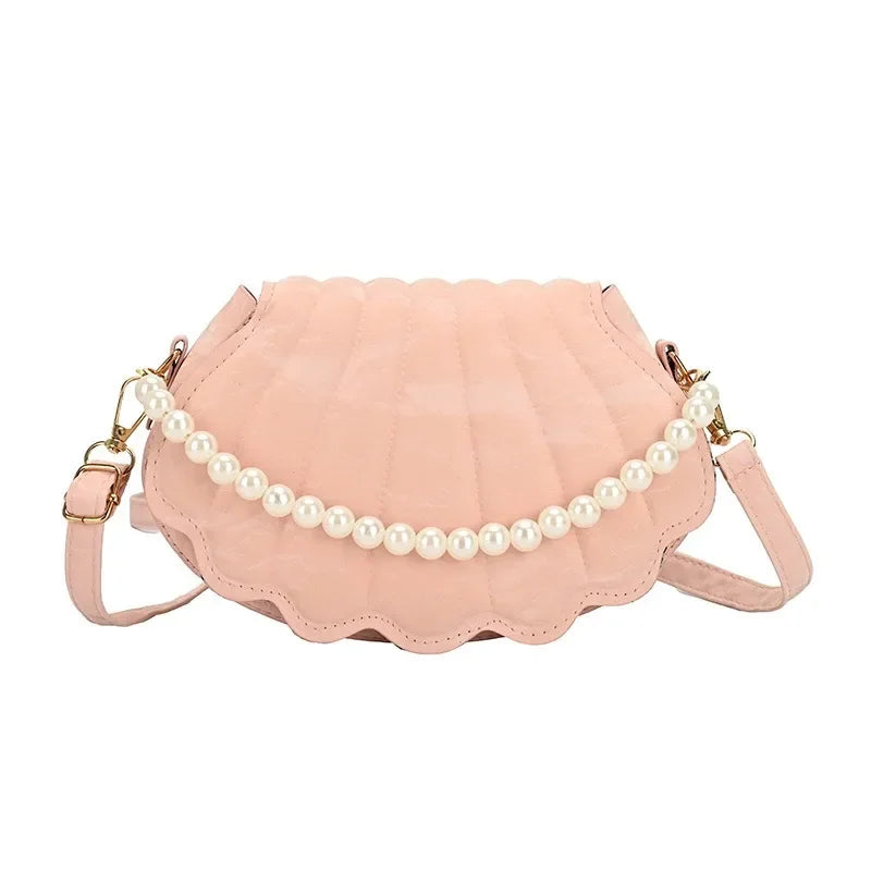 Women's Casual Messenger Bag with Pearl Detailing Trendy Shell Design Niche Fashion Bag for Autumn 2026