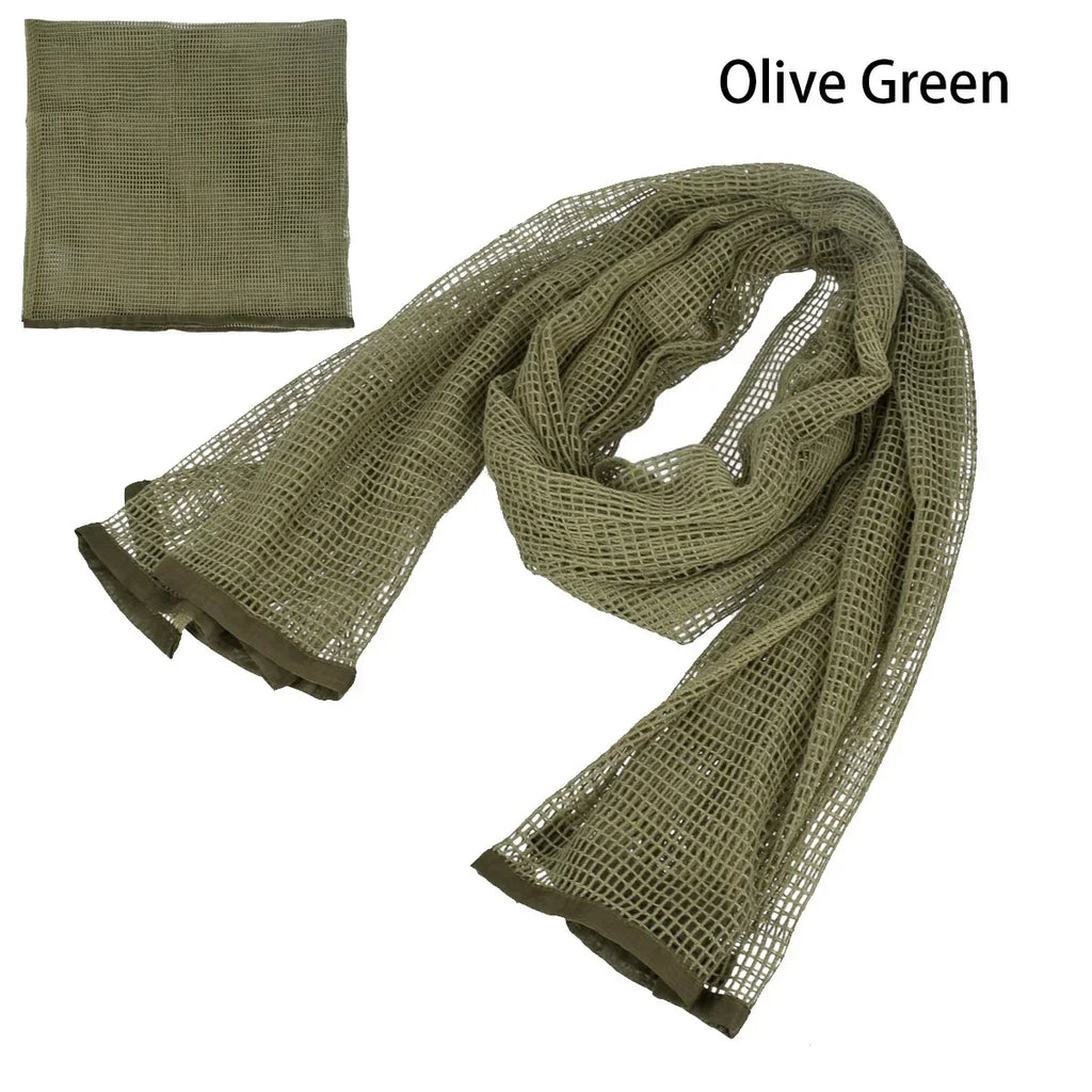 Camouflage Netting Scarf Sniper Veil Camo Mesh Face Scarf Veil Shemagh Head Wrap for Outdoor Camping Hiking Hunting Scarves
