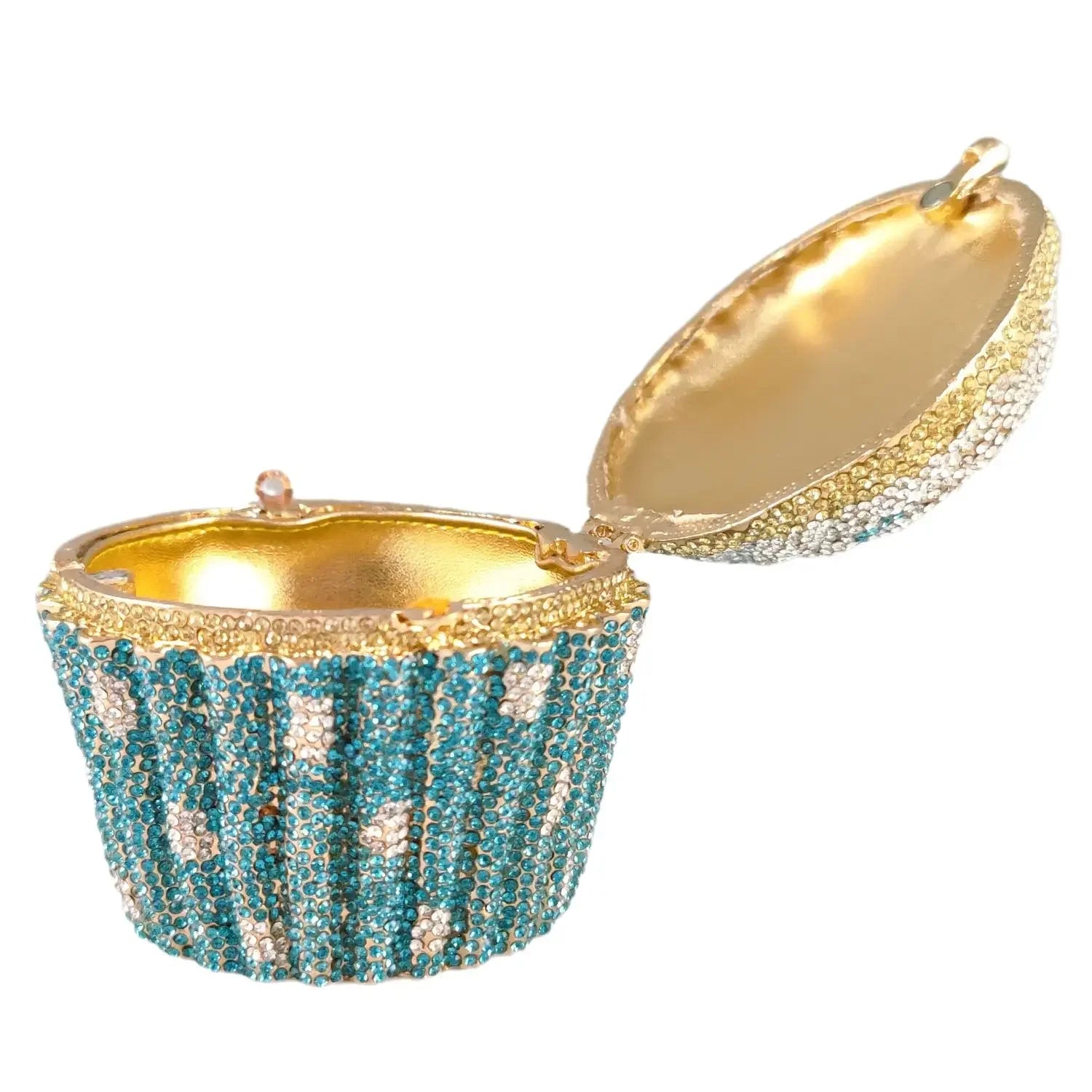 Boutique De FGG Women Blue Cupcake Evening Bag Crystal Clutch Purses Wedding Bridal Rhinestone Clutch Bag Party Minaudiere Bag