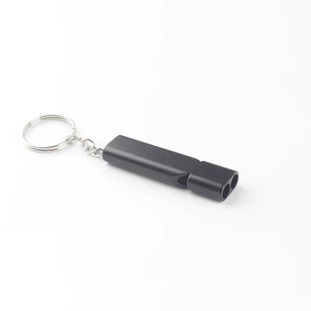 Hot Aluminum Alloy Double Tube Survival Whistle Emergency Rescue Whistle Keychain EDC Tool for Camping Hiking Outdoor Training