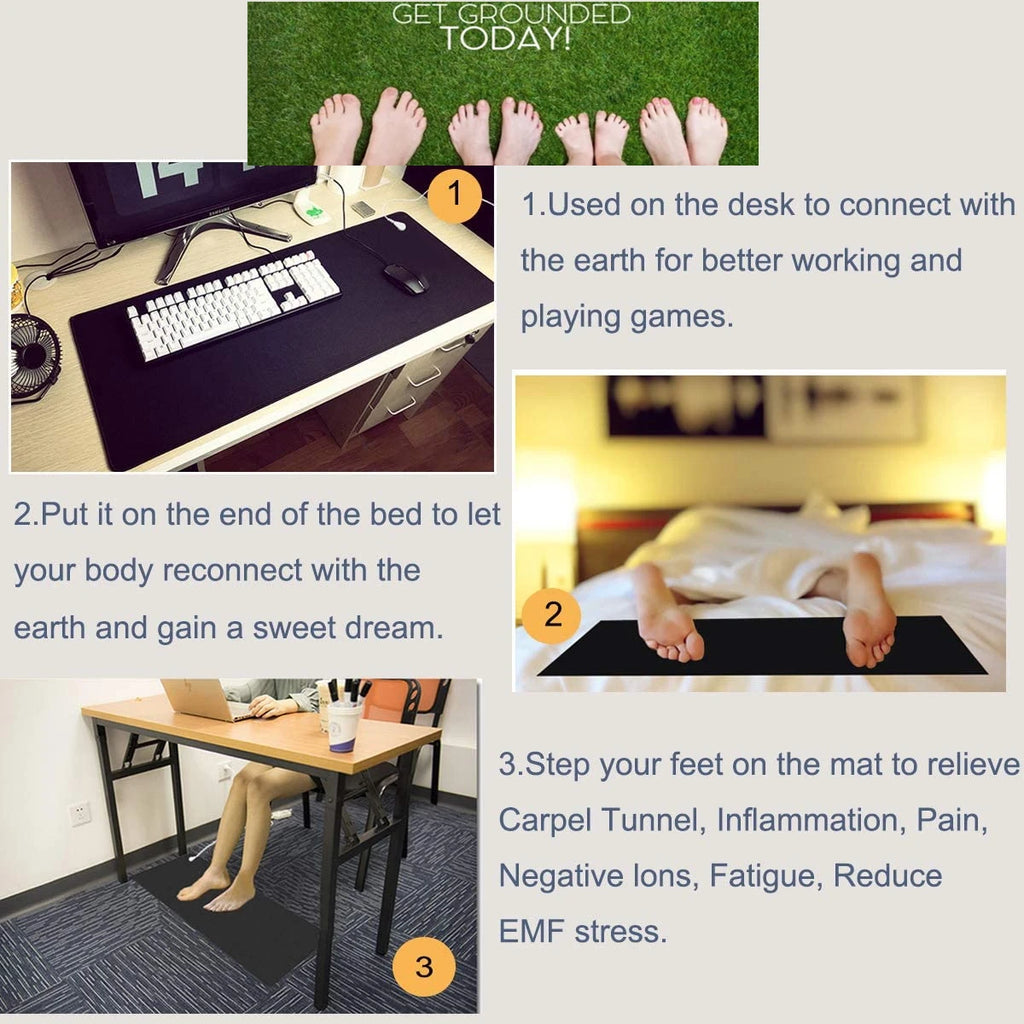 Earthing Mat Antistatic Conductive PU Big Size Desk Pad with Grounding Cable EMF Protection Release Electrostatic for Health
