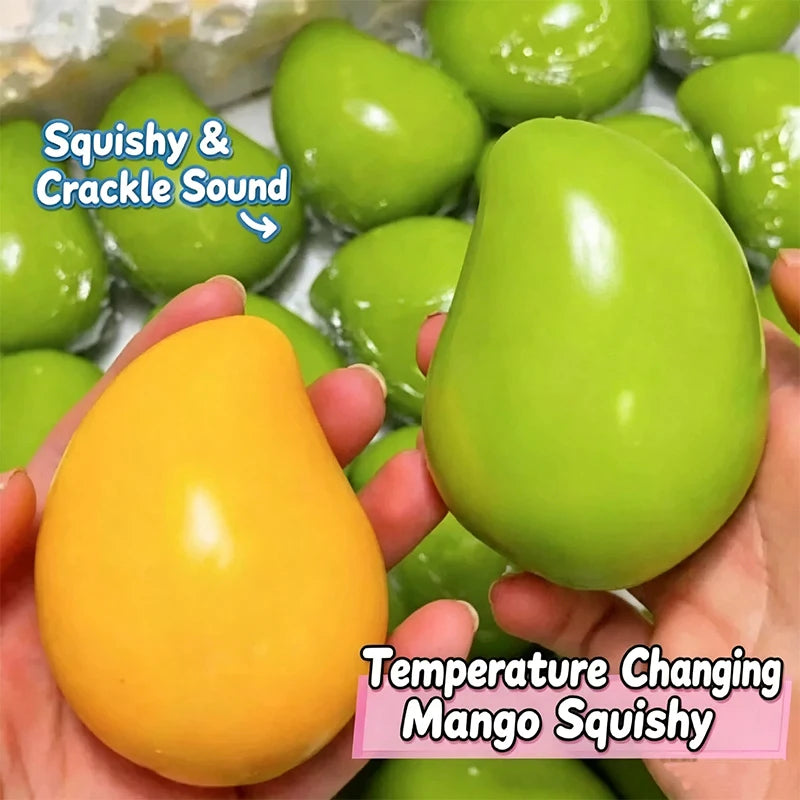 Handmade Squishy Mango Stress Ball Toy Color-changing Mango Squeeze Fidget Toys ASMR Sensory Stress Relief Toy for Adult