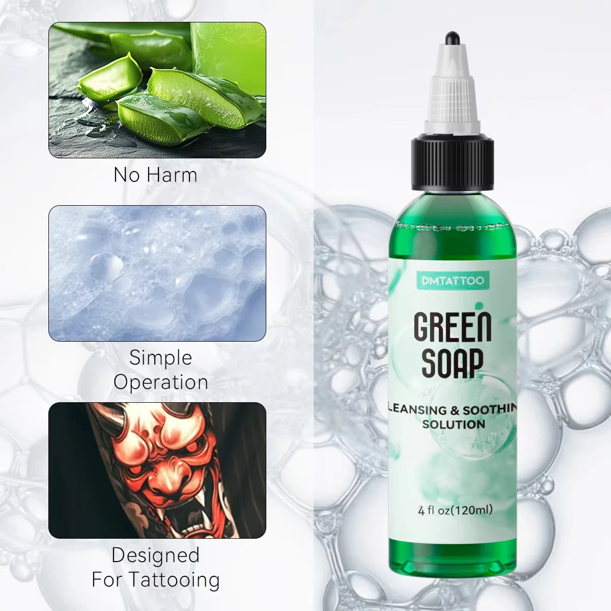 30/120ml Ultra Concentrated Green Tattoo Soap , Tattoo Soap Tattoo Supplies for Tattoos Piercings, Clean Skin Equipment