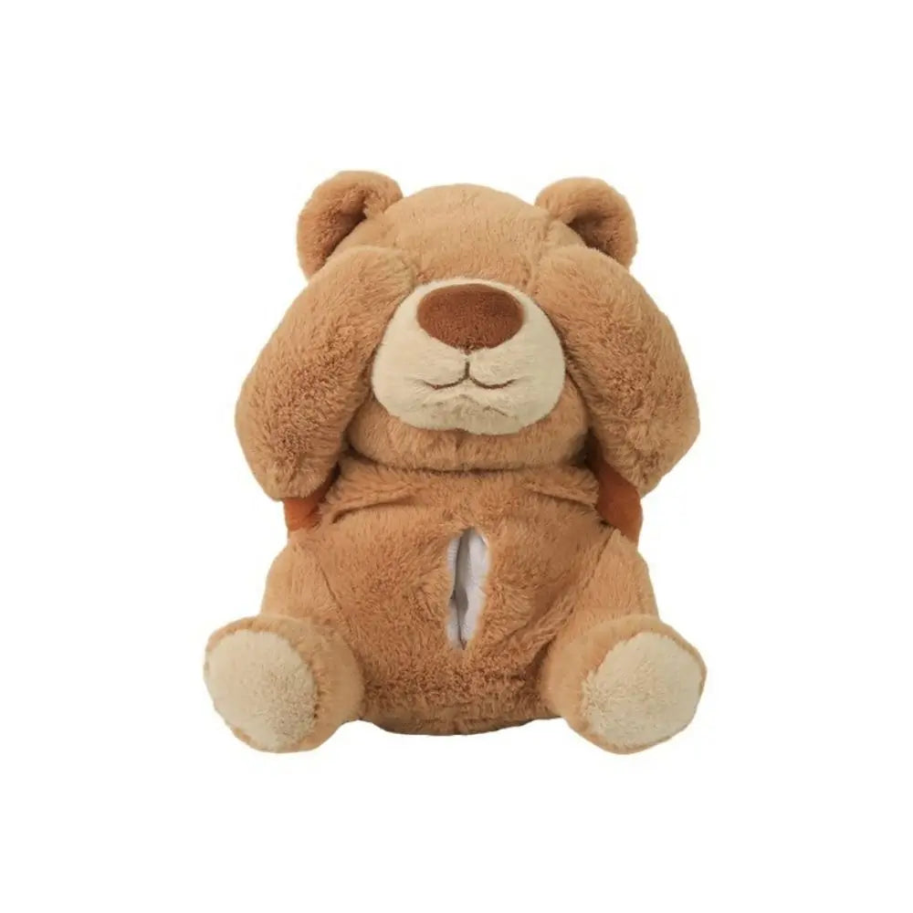 Plush Bear Car Tissue Box 2-in-1 Car Tissue Box and Trash Can Cute Napkin Tissue Paper Holder Creative Car Armrest Tissue Case